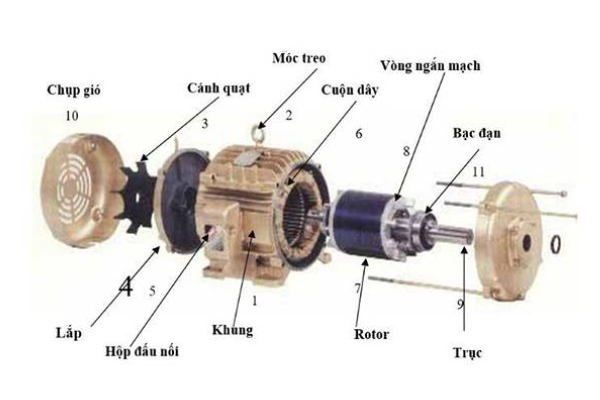 Cấu tạo của máy phát điện không đồng bộ