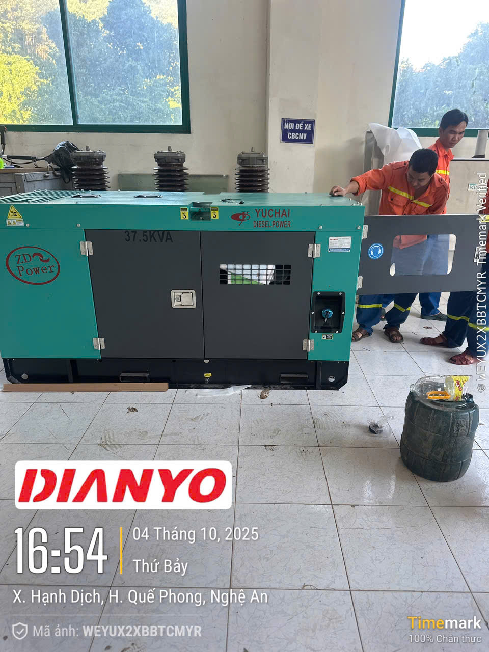 Dianyo Trung Điện bàn giao, lắp đặt máy phát điện cho trạm thủy điện tại Nghệ An – đảm bảo nguồn điện dự phòng ổn định, vận hành an toàn, bền bỉ.